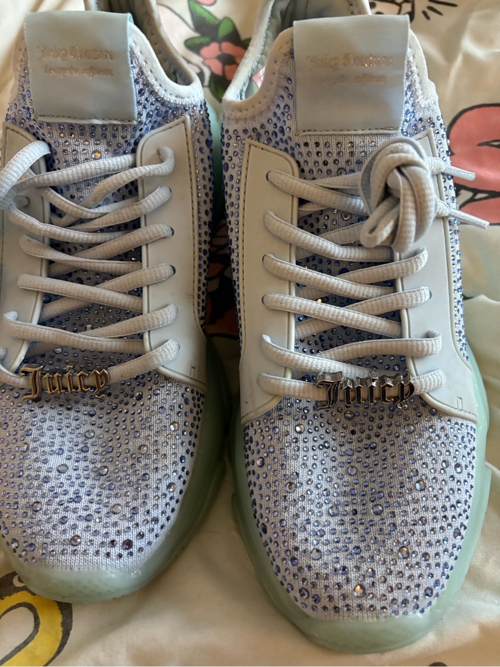 Juicy Couture Crystal-Studded Sneakers - Lavender & Mint